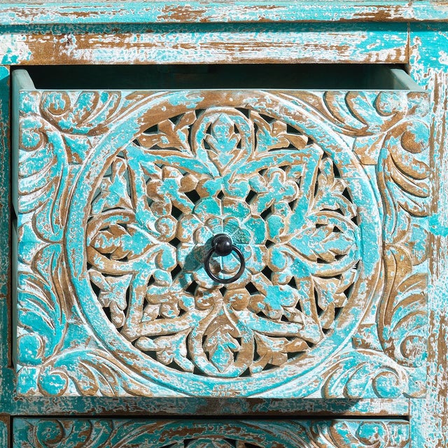 Distressed Blue Six-Drawer Chest, 1950s For Sale - Image 6 of 10