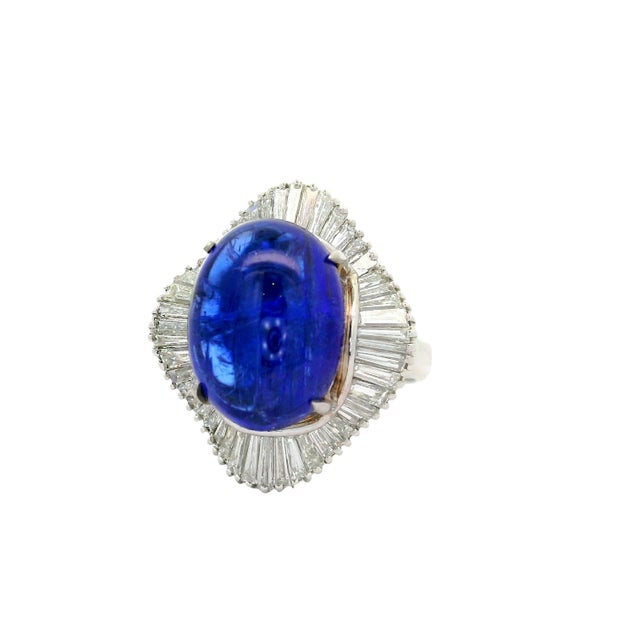 9.16 Carat Tanzanite Diamond Platinum Ballerina Ring, Size 6.25 For Sale - Image 4 of 6