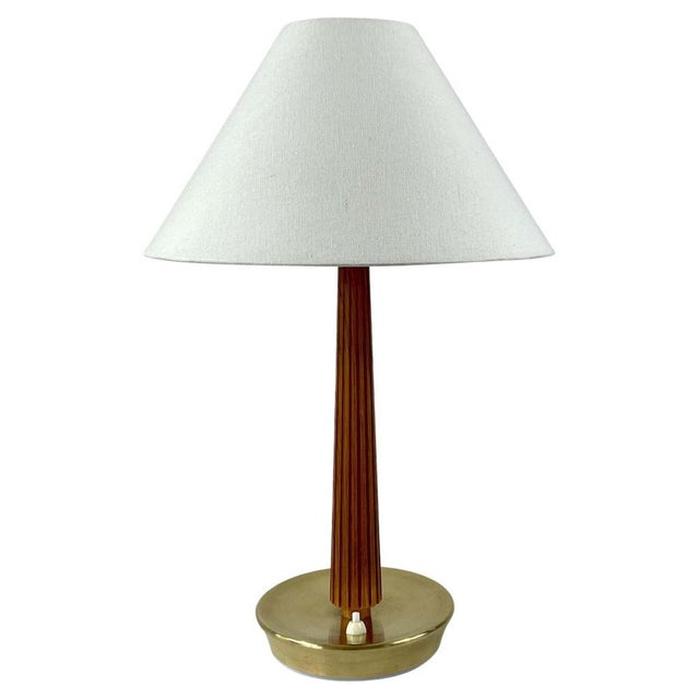 Teak & Brass Table Lamp Asea No E1240 from Bergboms, Sweden 1940s For Sale - Image 13 of 13