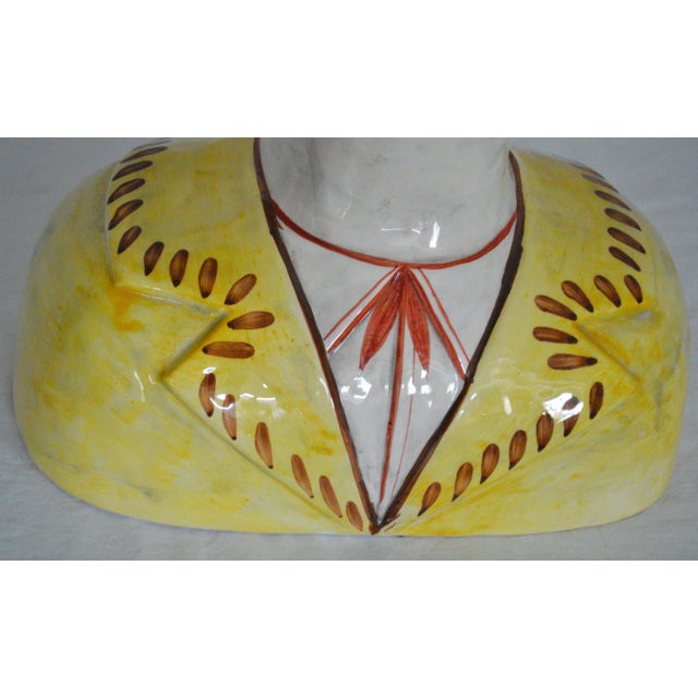 1960s 1960s Horchow Italian Hand Painted Ceramic Male Head Bust Planter Vase For Sale - Image 5 of 8