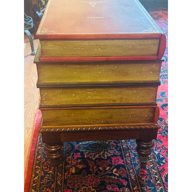 Vintage Italian Tooled Leather Stacked Book Side Table For Sale - Image 17 of 17
