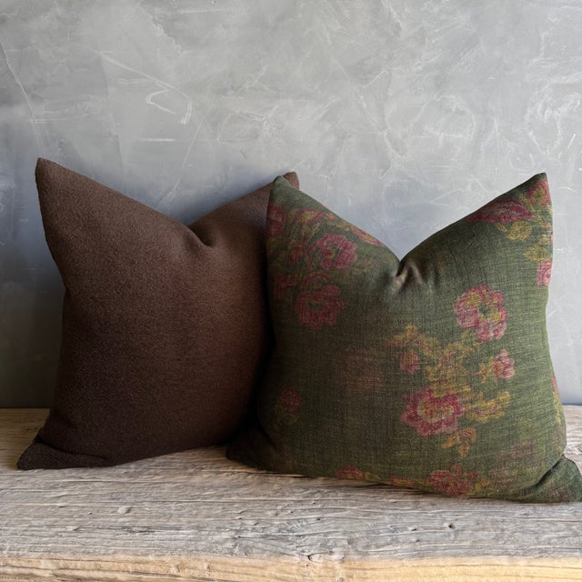 The Gracie Floral Pillow brings rich color and timeless charm to any space. Featuring a deep, moody green background...