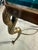 Transitional Vintage Solid Brass and Ogee Edge Thick Glass Table For Sale - Image 3 of 12