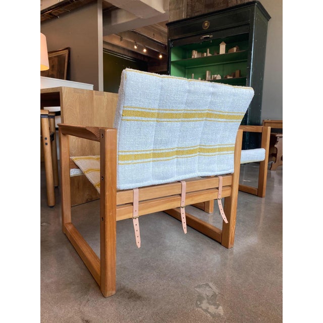 Pair of Safari Chairs by Karin Mobring, New Linen + Leather, Sweden, 1970's For Sale - Image 11 of 12
