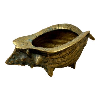 Vintage Solid Brass Conch Shell Catchall Planter in the Manner of Rosenthal For Sale