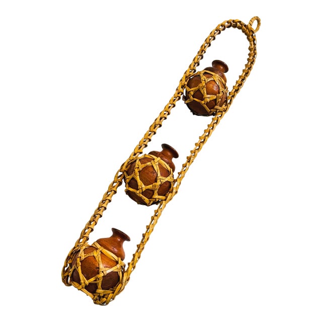 Terra Cotta and Wicker Hanging Bud Vases For Sale