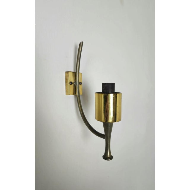 Wall Lamps in Brass and Glass, 1950s, Set of 3 For Sale - Image 12 of 14