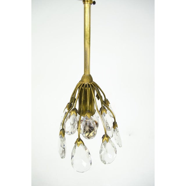 Brass Pendant Light with Crystal For Sale - Image 3 of 7