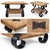 Rustic reclaimed wood coffee table / end table pair with black metal scroll legs and a lower wood shelf. The tops show a...