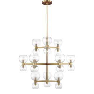 Kate Spade by Visual Comfort Studio Londyn Chandelier, Burnished Brass & Clear Glass, Large For Sale