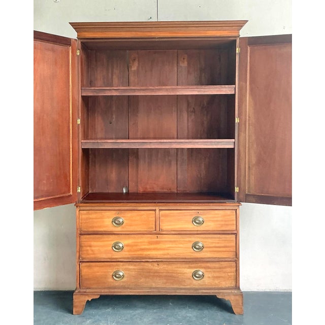 Mid 20th Century Vintage Regency Federal Mahogany Linen Press For Sale - Image 5 of 7