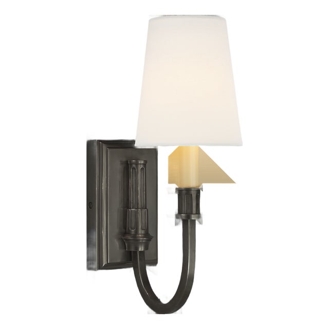 Thomas O'Brien for Visual Comfort Signature Modern Library Sconce in Bronze with Linen Shade For Sale