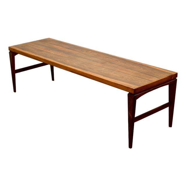 1950s Danish Rosewood 6 Foot Coffee Table For Sale