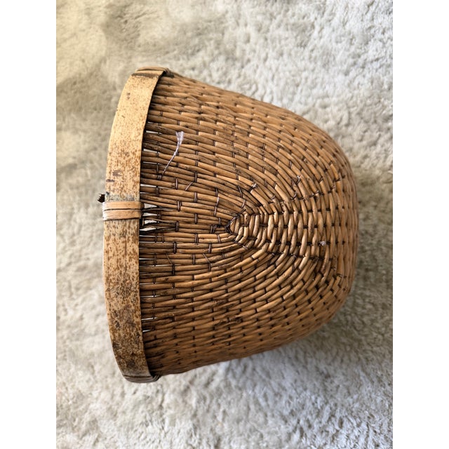 Antique Rattan Handwoven Asian Agricultural Basket For Sale - Image 12 of 12