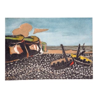 Braque Lithograph Les Barques Bleues 1937 Varengeville For Sale