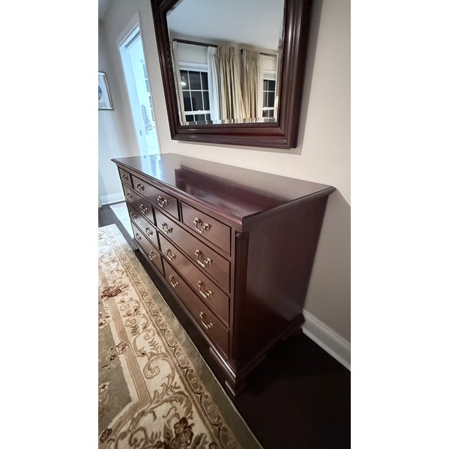2000 - 2009 Henkel Harris 66" Solid Mahogany Dresser For Sale - Image 5 of 8