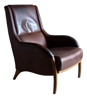 Brown Leather Lounge Chair, Netherlands, 1980s