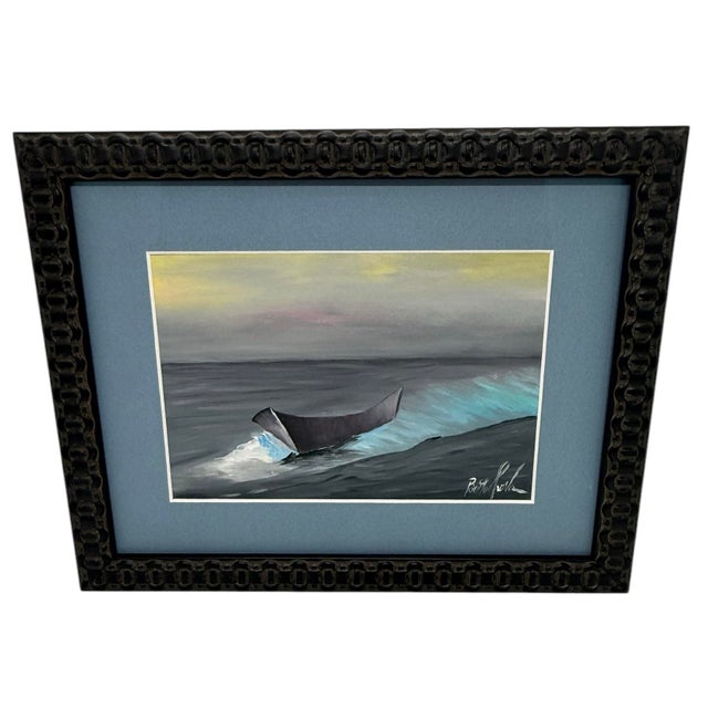 Discover a captivating piece of art with this contemporary framed oil on board seascape titled “Solidarity Boat,” signed...