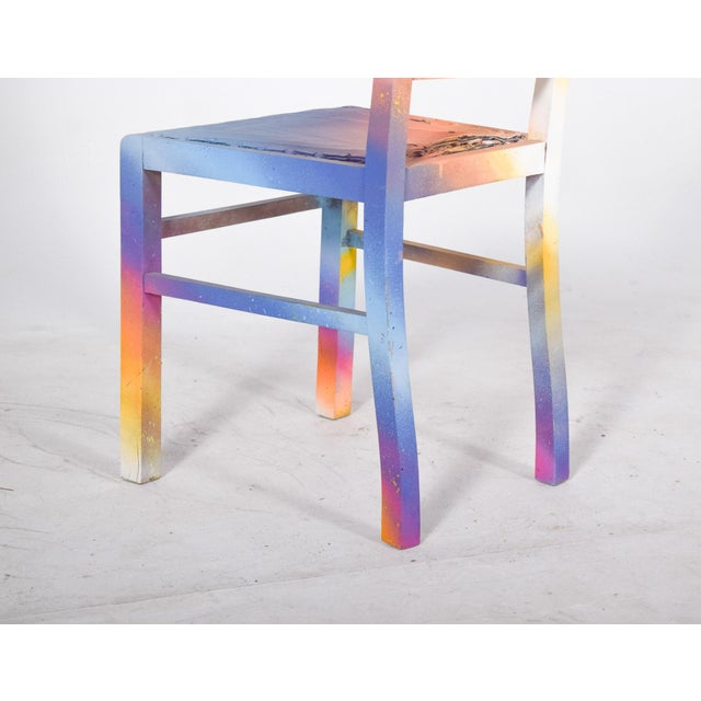 Orange Portuguese Painted Chair by Francisco Camilo, 1950s For Sale - Image 8 of 10