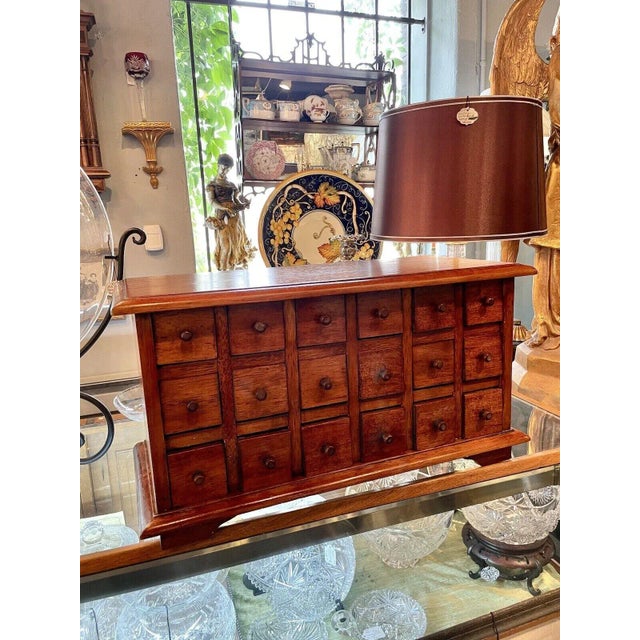 Late 19th Century Antique 18 Drawer Hardwood Table Top Apothecary Cabinet For Sale - Image 13 of 13