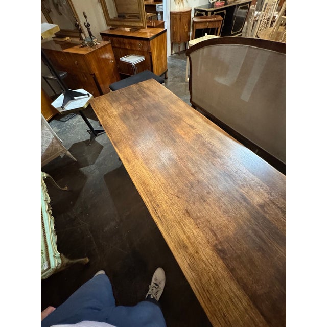 19th C. Spanish Walnut Trestle Table For Sale - Image 4 of 8