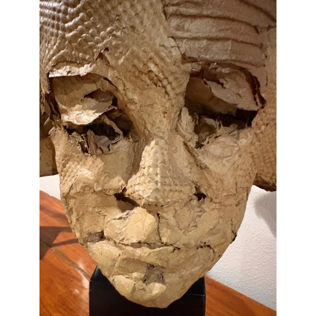 Vintage Hand-Made Paper Construction Sculpture of a Female Head by Artist Betty Klavun, 21.5” High For Sale - Image 9 of 10