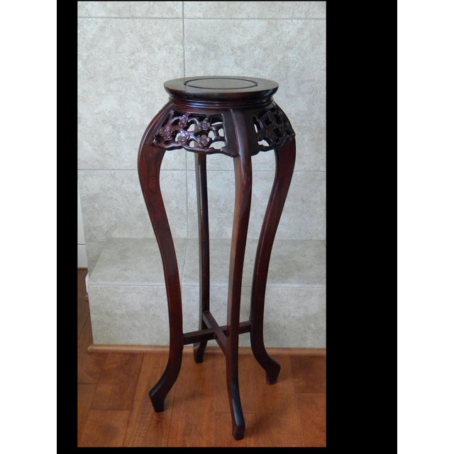 Floral Design Hand Carved Mahogany Plant Stand Chairish