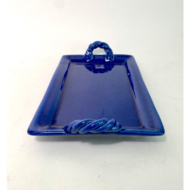 Italian Glazed Blue Pottery Tray For Sale In Los Angeles - Image 6 of 8