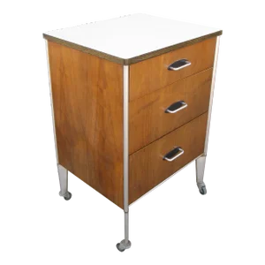 Raymond Loewy Hill Rom Rolling 3 Drawer Medical Chest Cart