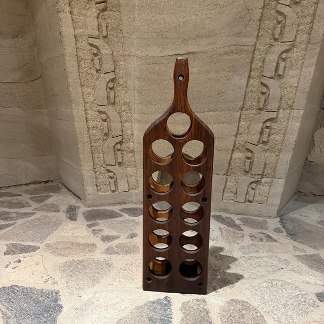 Vintage Wine Rack by Don S. Shoemaker Rosewood & Brass Mexico 1960s Mid Century For Sale - Image 13 of 14