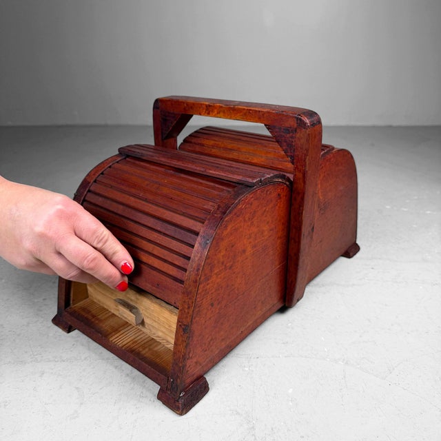 Beige Wooden Sewing Box with Tambour Doors, Germany, 1940s For Sale - Image 8 of 14