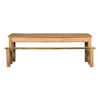 Late 19th Century French Painted School Desk With Integrated Bench For Sale