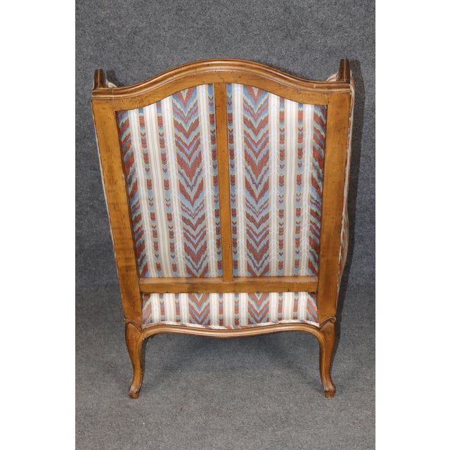 20th C. Louis XV Style Carved Wingback Bergere Chair & Ottoman For Sale - Image 12 of 12