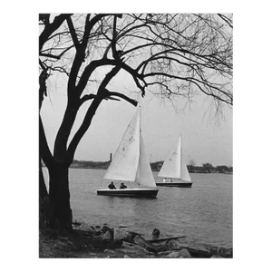 1962 Sailing in Detroit River Black and White Photograph