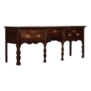 Large 19th Century English Georgian Oak Dresser Base, 1800 For Sale