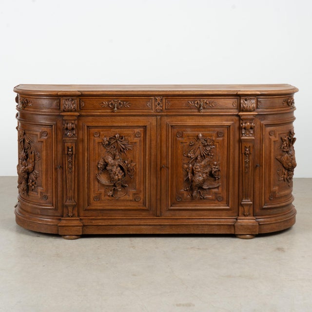 French 19th Century French Oak Carved Large Buffet Sideboard For Sale - Image 3 of 14