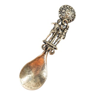 19th Century German 13 Loth Adam and Eve Silver Spoon For Sale
