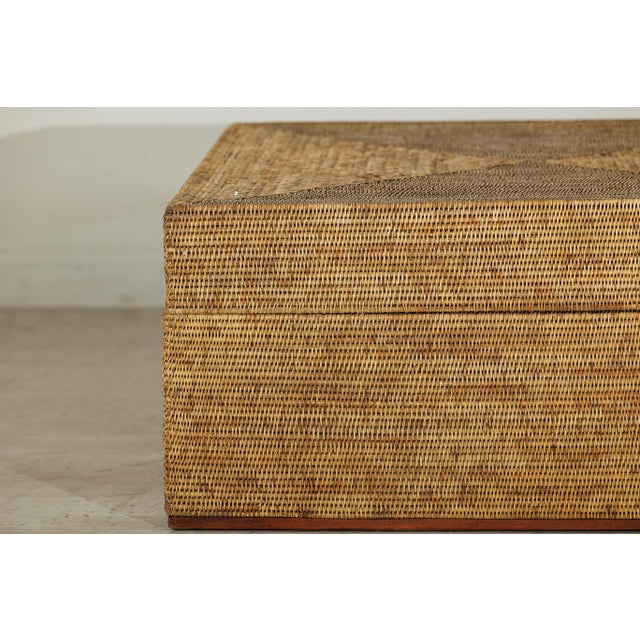 Late 20th Century Large Square Rattan Coffee Table with Removable Lid and Hidden Storage For Sale In New York - Image 6 of 18