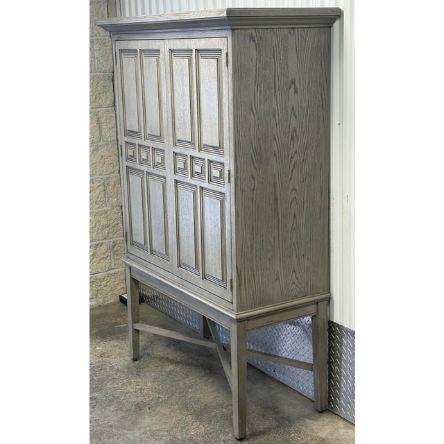 Modern Ethan Allen Carys Sun Washed Grey Bar Cabinet For Sale - Image 3 of 12