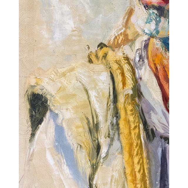 Beige 1954 A. Shitzas Mid-Century Earth Oil Portrait Painting - 1 Pc For Sale - Image 8 of 18
