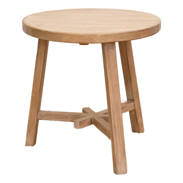 Bleached Wood Round Occasional Table For Sale
