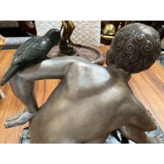 1920s 1920s French Art Deco a.g. Rigault Silvered Bronze Sculpture For Sale - Image 5 of 7