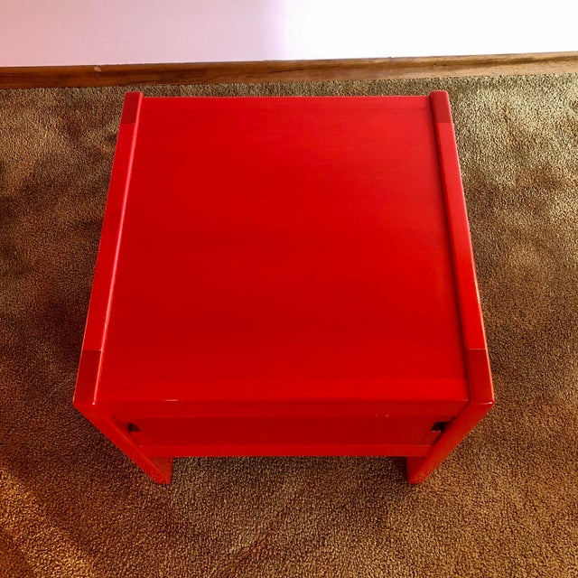 1970s Red Single Drawer Modern Night Table For Sale - Image 9 of 12