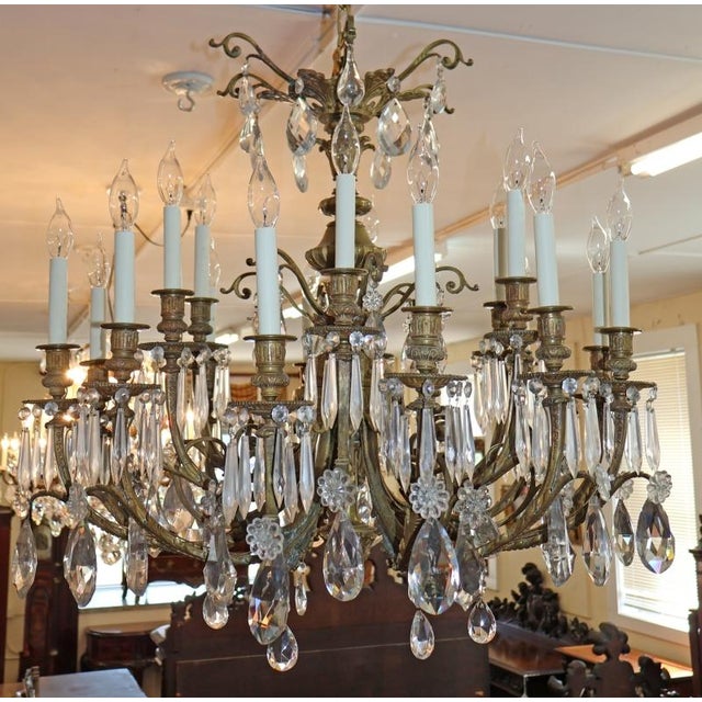 Early 20th Century French Louis XV Style Bronze and Crystal Chandlier 30 X 30 For Sale - Image 16 of 18