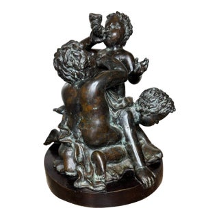Large French Bronze Group “Triton and Sea Putti” After Clodion, Grand Tour c.1820 For Sale