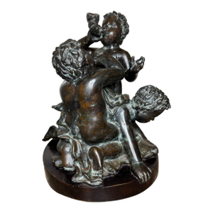 Large French Bronze Group “Triton and Sea Putti” After Clodion, Grand Tour c.1820