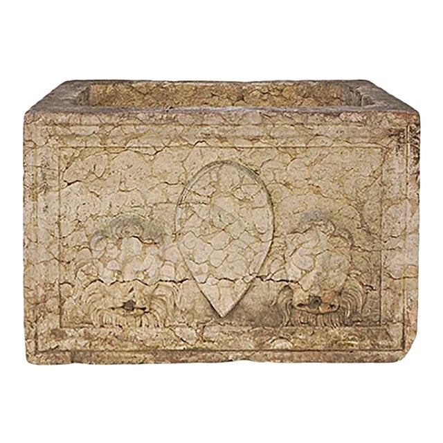 Marble Planter Carved Rosso Verona Marble With Lion Head Motif For Sale