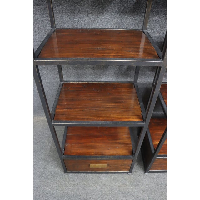 Late 20th Century Pair of Henredon Acquisitions Iron & Mahogany Étagère Bookcases For Sale - Image 5 of 17