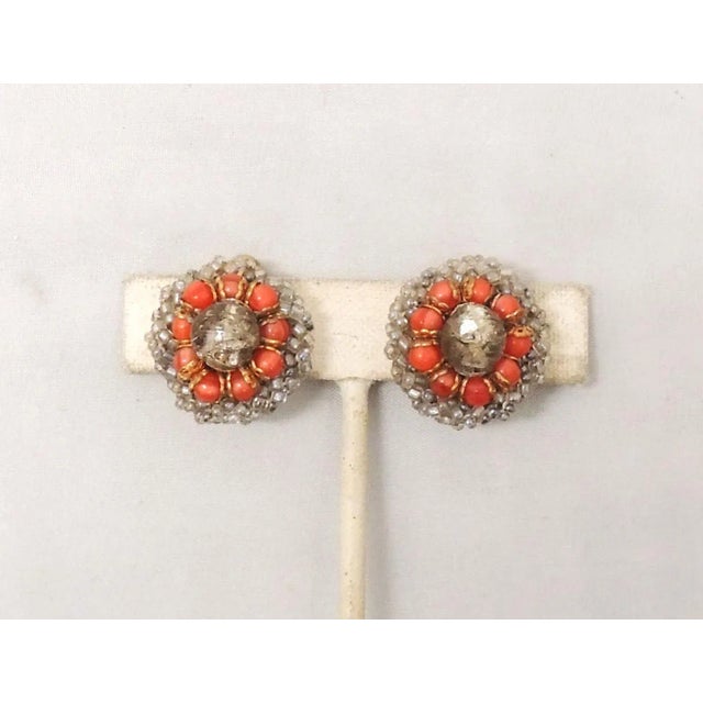 Mid-Century Modern Vintage 1960s Signed Ornella Italy Glass Beaded Clip Earrings For Sale - Image 3 of 8