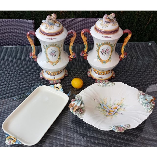 Vintage Vases with Tray and Centerpiece, 1920, Set of 4 For Sale - Image 15 of 16